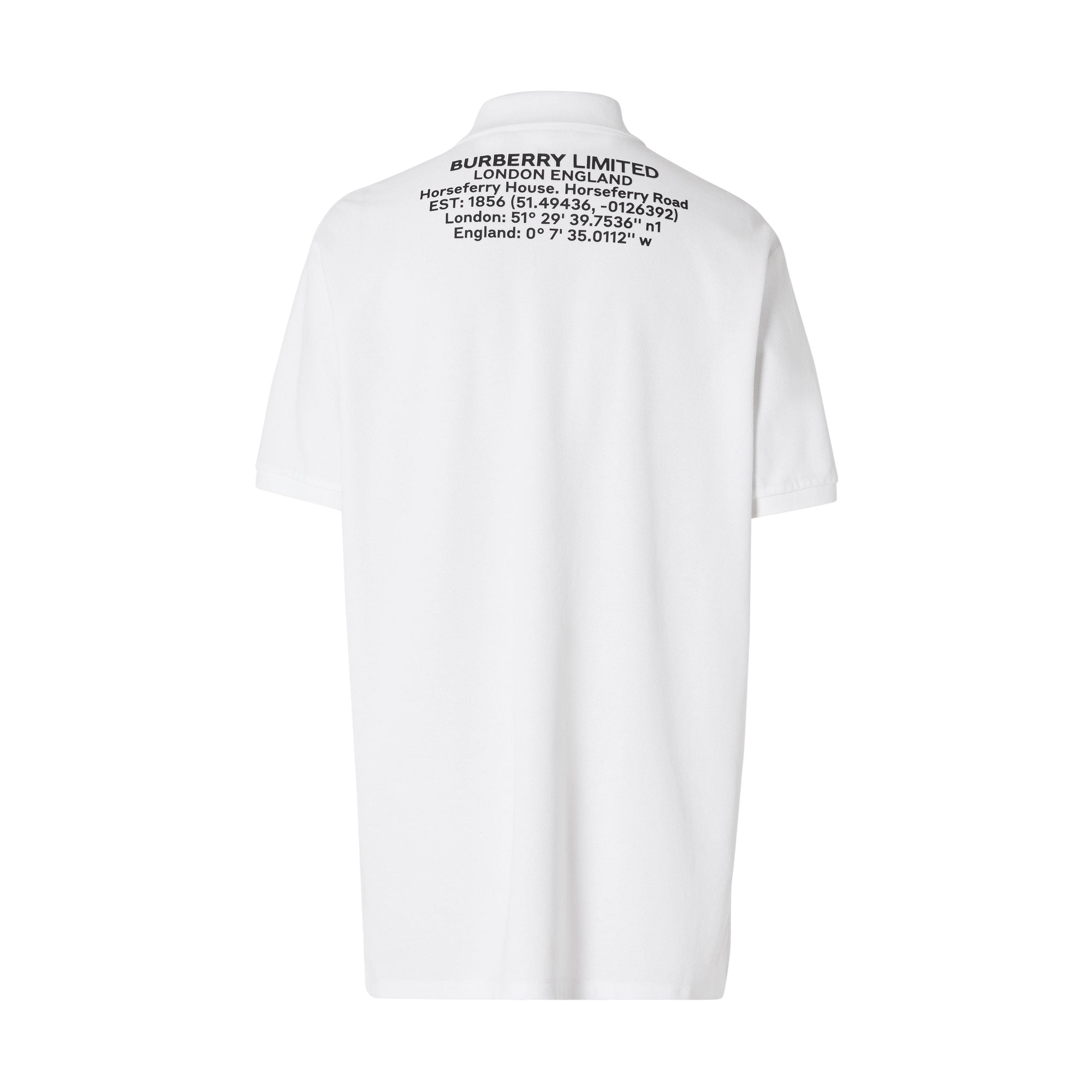 Polo oversize en piqué de coton avec coordonnées géographiques - White
