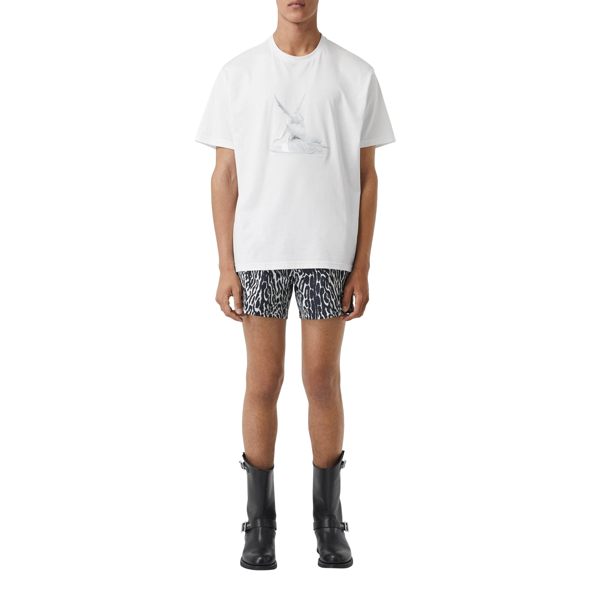 T-shirt oversize en coton à imprimé Cupidon - White