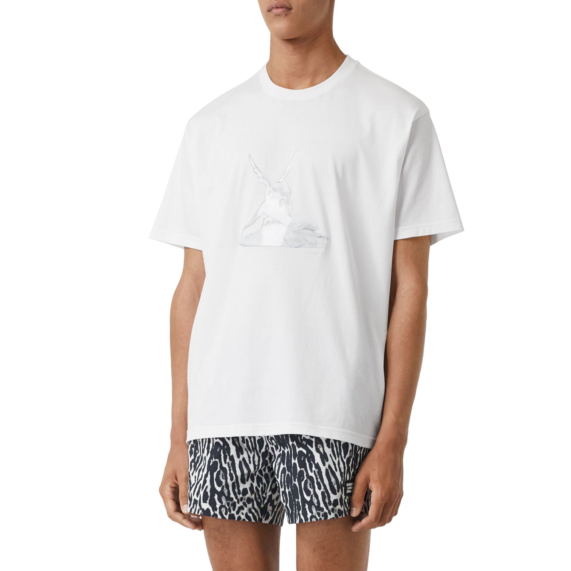 T-shirt oversize en coton à imprimé Cupidon - White