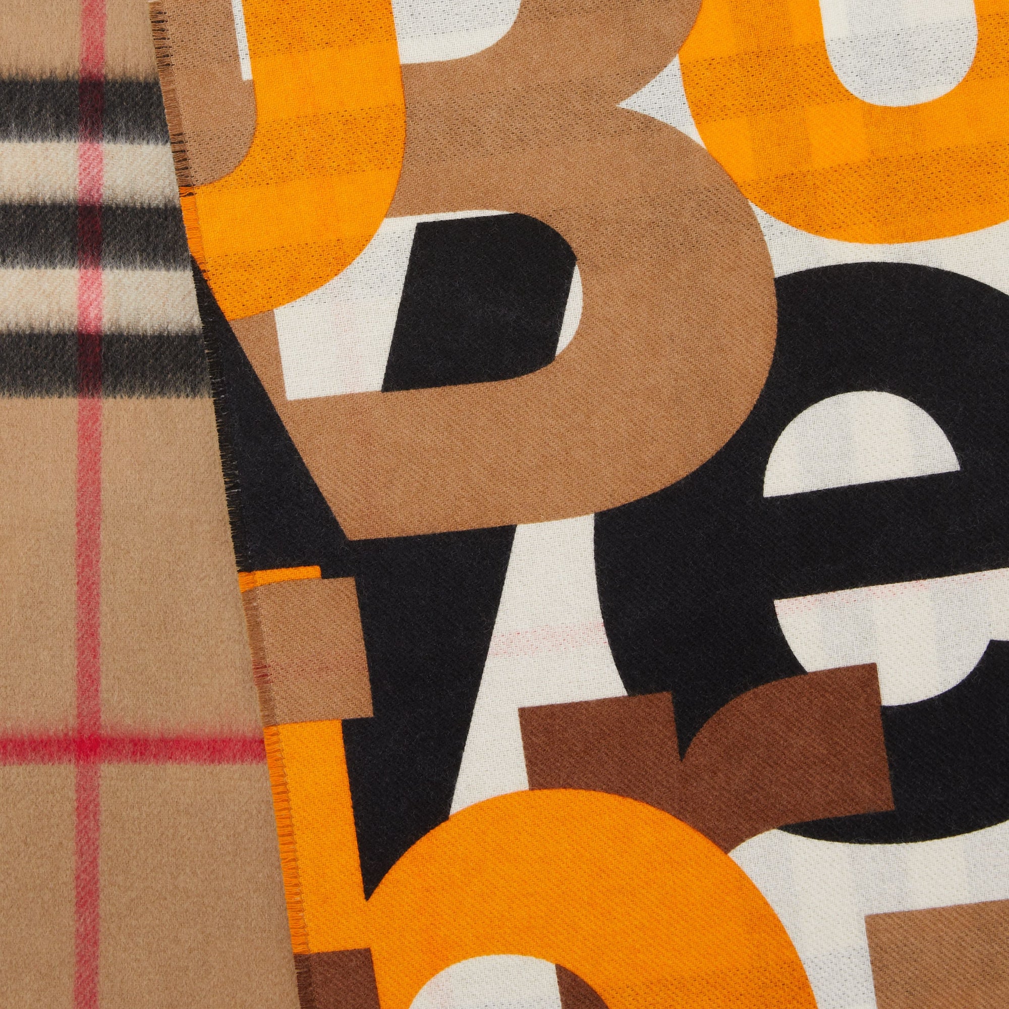 Écharpe en cachemire à motif check et imprimé color-block - Walnut