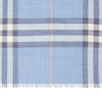 Écharpe légère en laine et soie check - English Bluebell