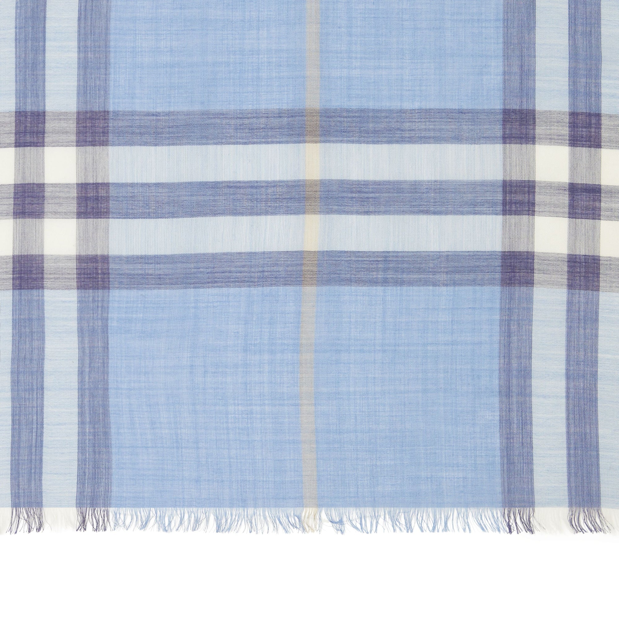 Écharpe légère en laine et soie check - English Bluebell