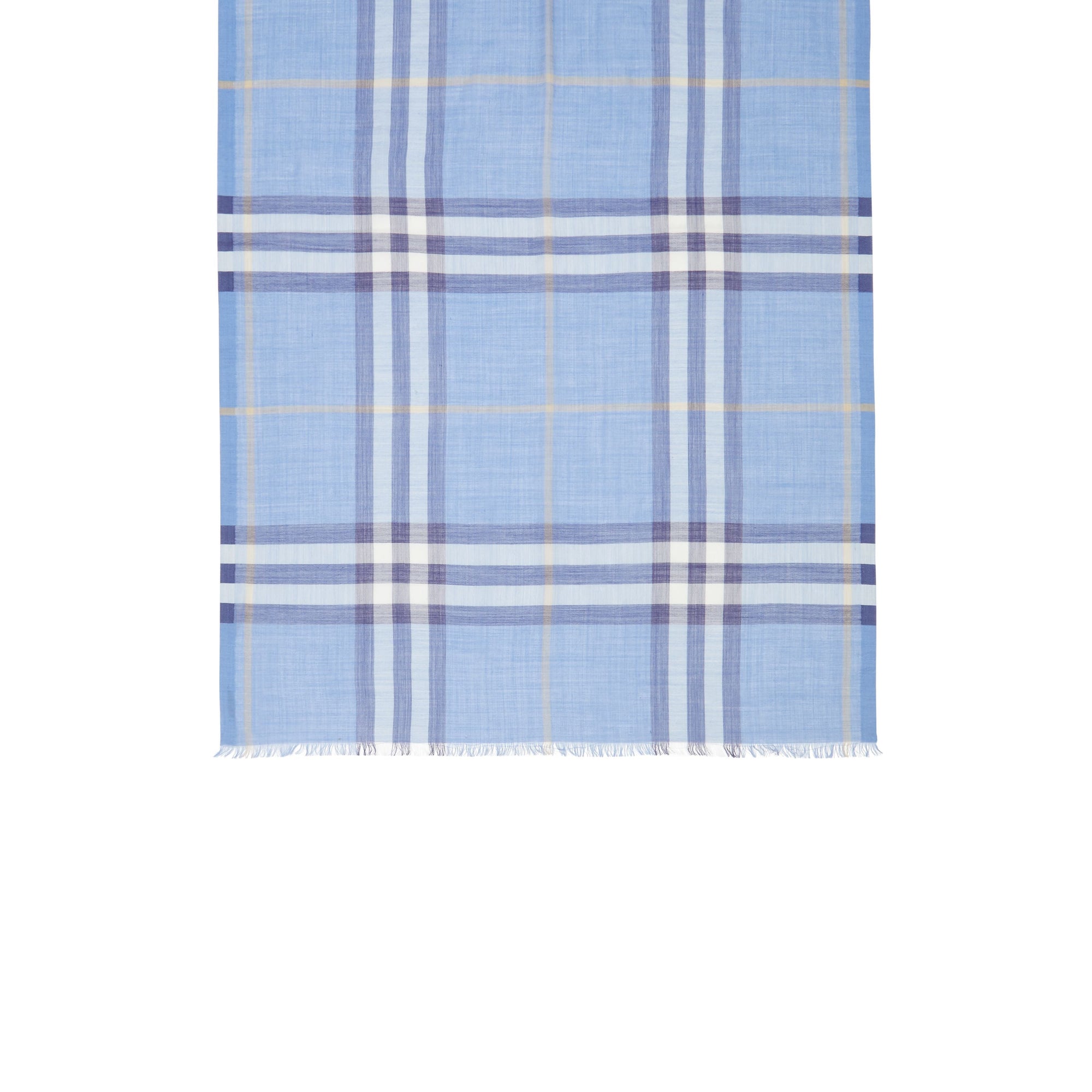 Écharpe légère en laine et soie check - English Bluebell
