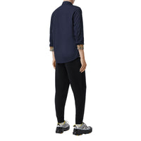 Chemise slim en coton stretch avec emblème du Cavalier brodé - Navy