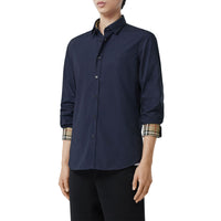 Chemise slim en coton stretch avec emblème du Cavalier brodé - Navy