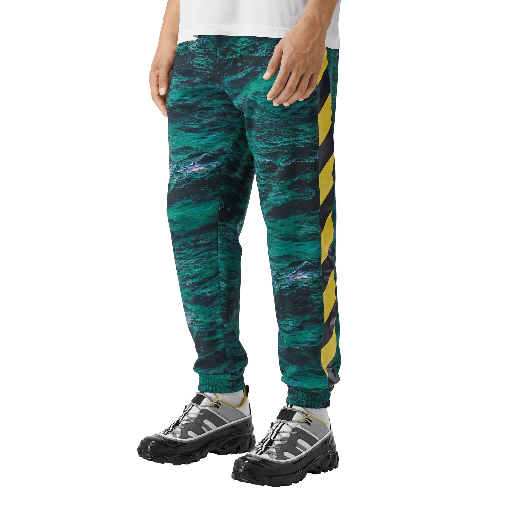 Pantalon de survêtement en coton à imprimé marin avec bandes - Deep Teal
