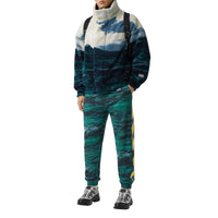 Pantalon de survêtement en coton à imprimé marin avec bandes - Deep Teal
