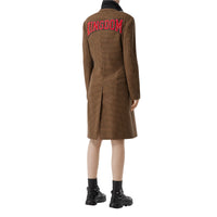 Manteau habillé check et pied de poule façon haut de survêtement - Brown