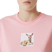 T-shirt en coton à imprimé daim - Candy Pink