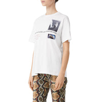 T-shirt oversize en coton à imprimé montage - White