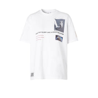 T-shirt oversize en coton à imprimé montage - White