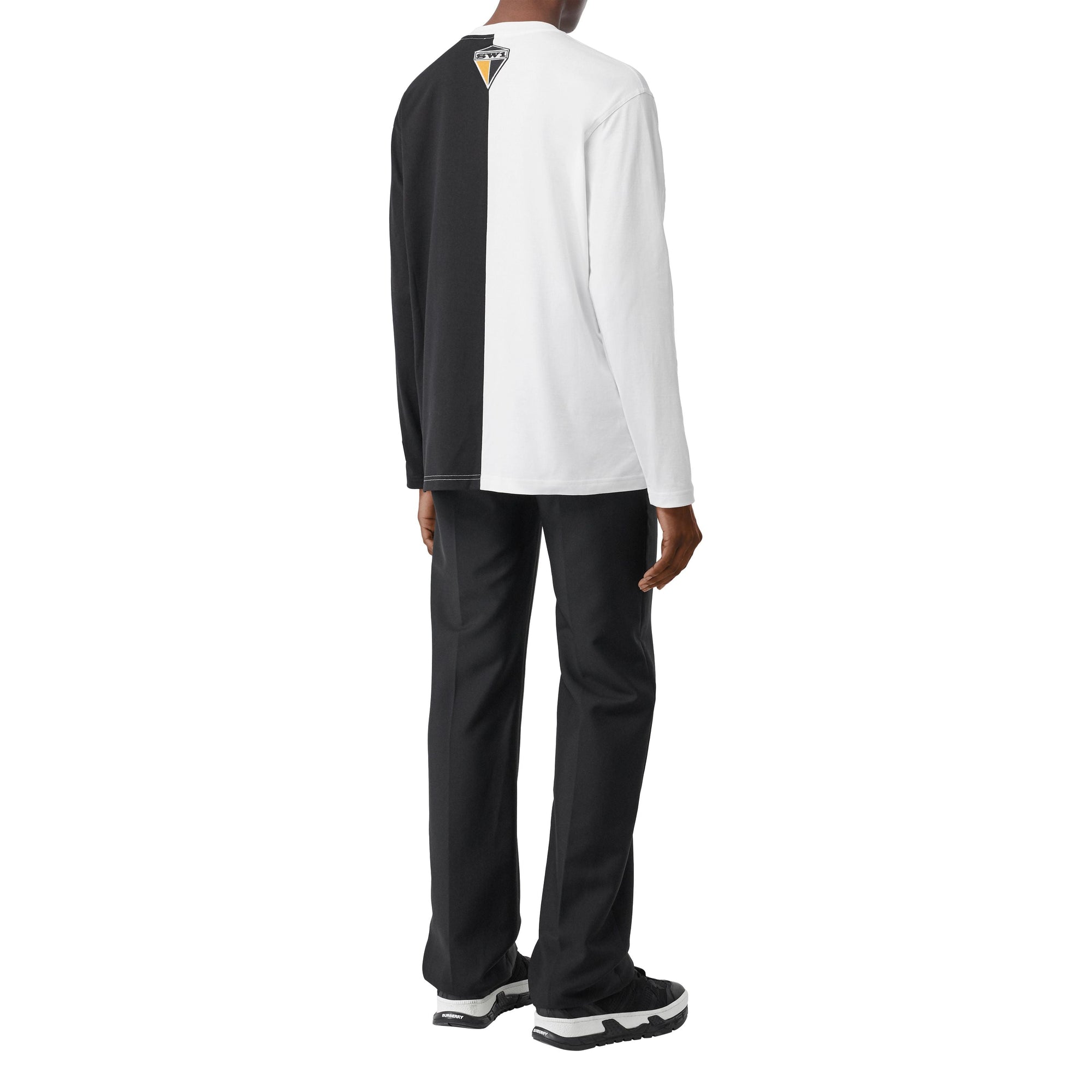 Haut oversize en coton à imprimé montage avec manches à découpes - Black