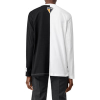 Haut oversize en coton à imprimé montage avec manches à découpes - Black