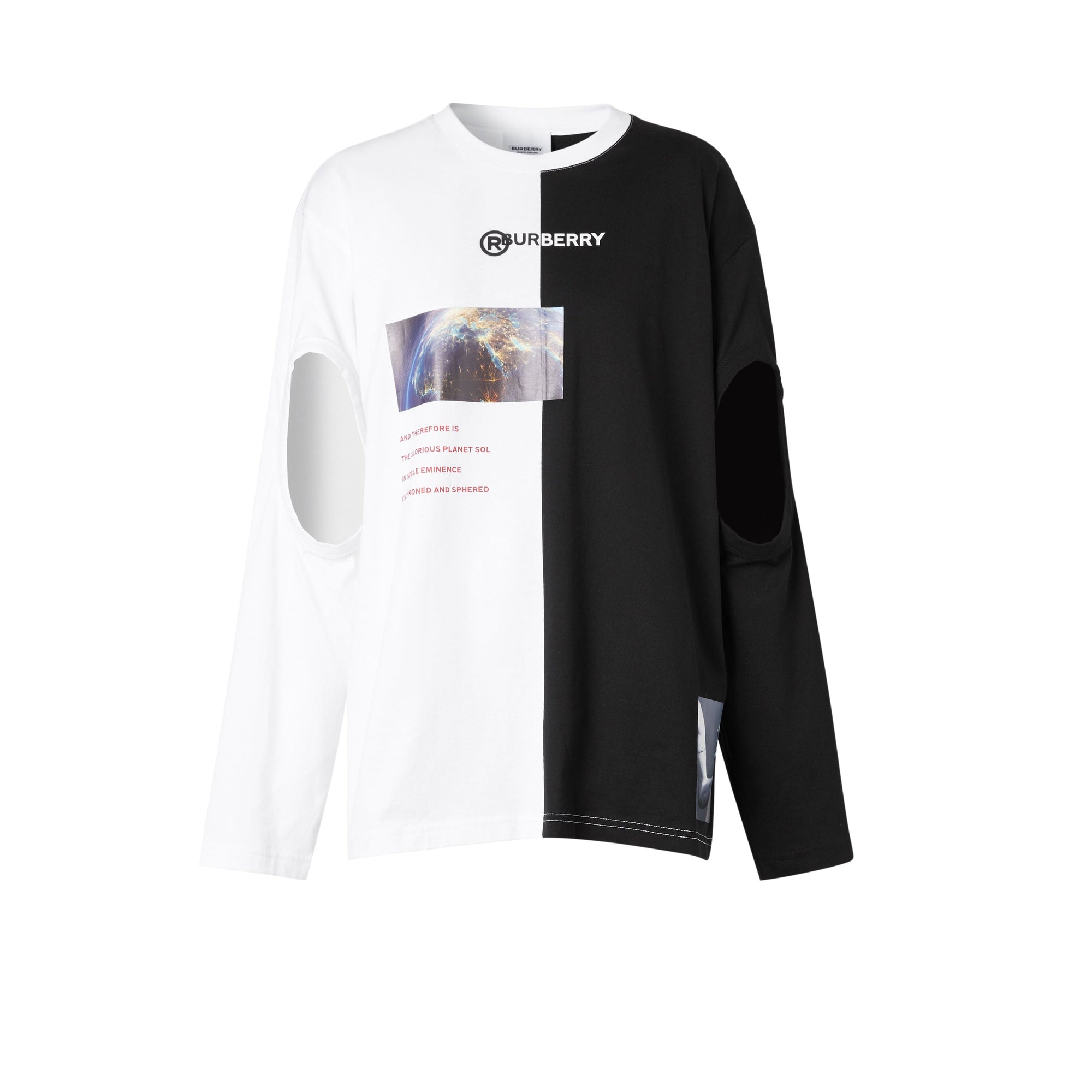 Haut oversize en coton à imprimé montage avec manches à découpes - Black