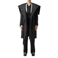 Manteau portefeuille en soie mélangée avec détail façon cape - Black