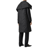 Manteau portefeuille en soie mélangée avec détail façon cape - Black