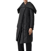 Manteau portefeuille en soie mélangée avec détail façon cape - Black