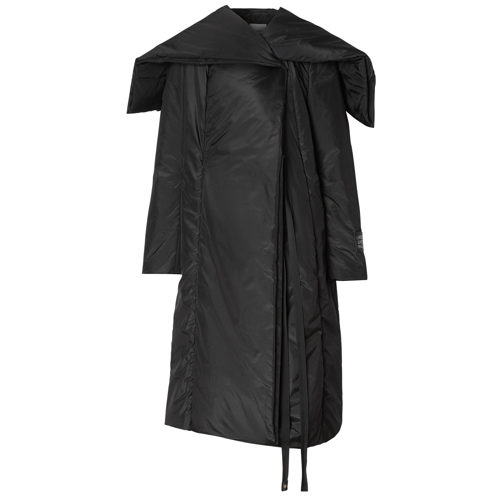 Manteau portefeuille en soie mélangée avec détail façon cape - Black