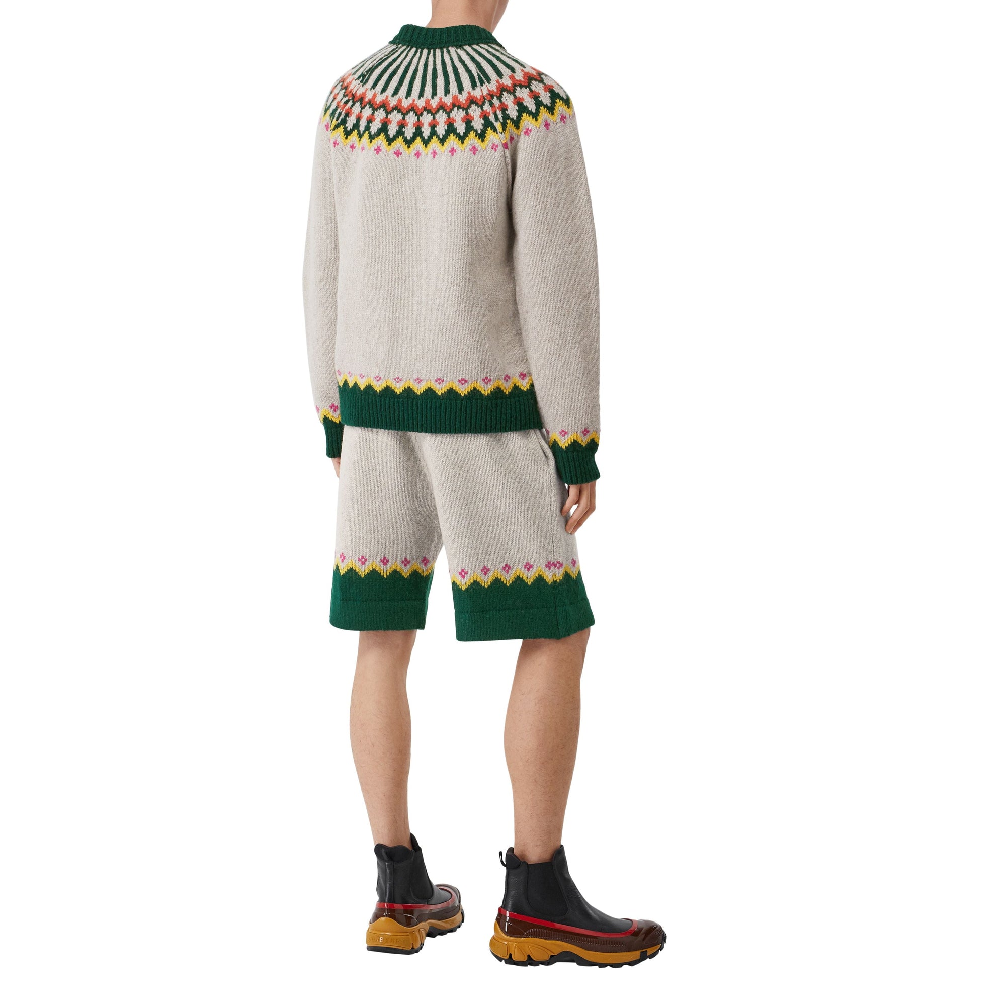 Short en laine à cordon de serrage et motif Fair Isle - Sesame