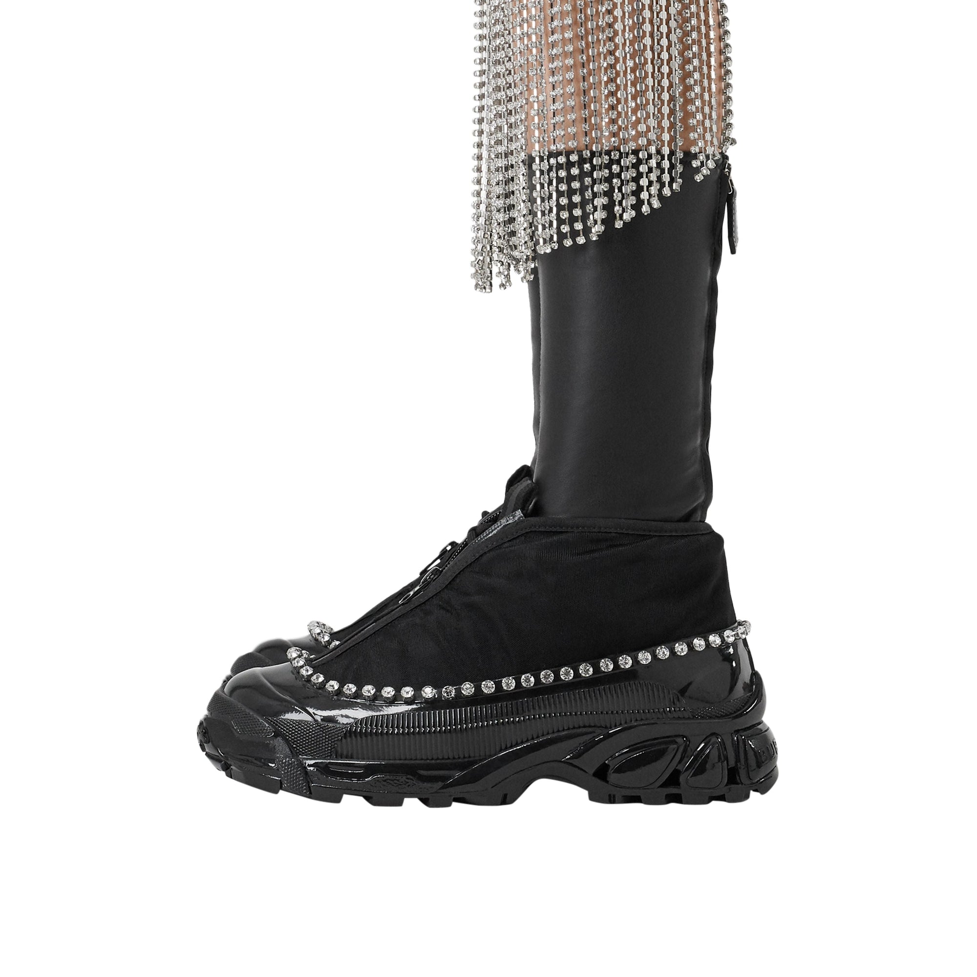 Sneakers Arthur en mesh nylon et cuir velours avec cristaux - Black