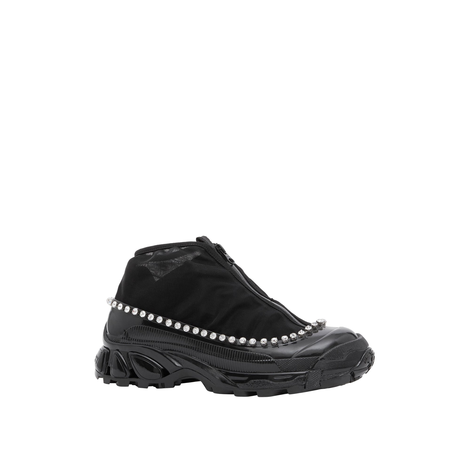 Sneakers Arthur en mesh nylon et cuir velours avec cristaux - Black