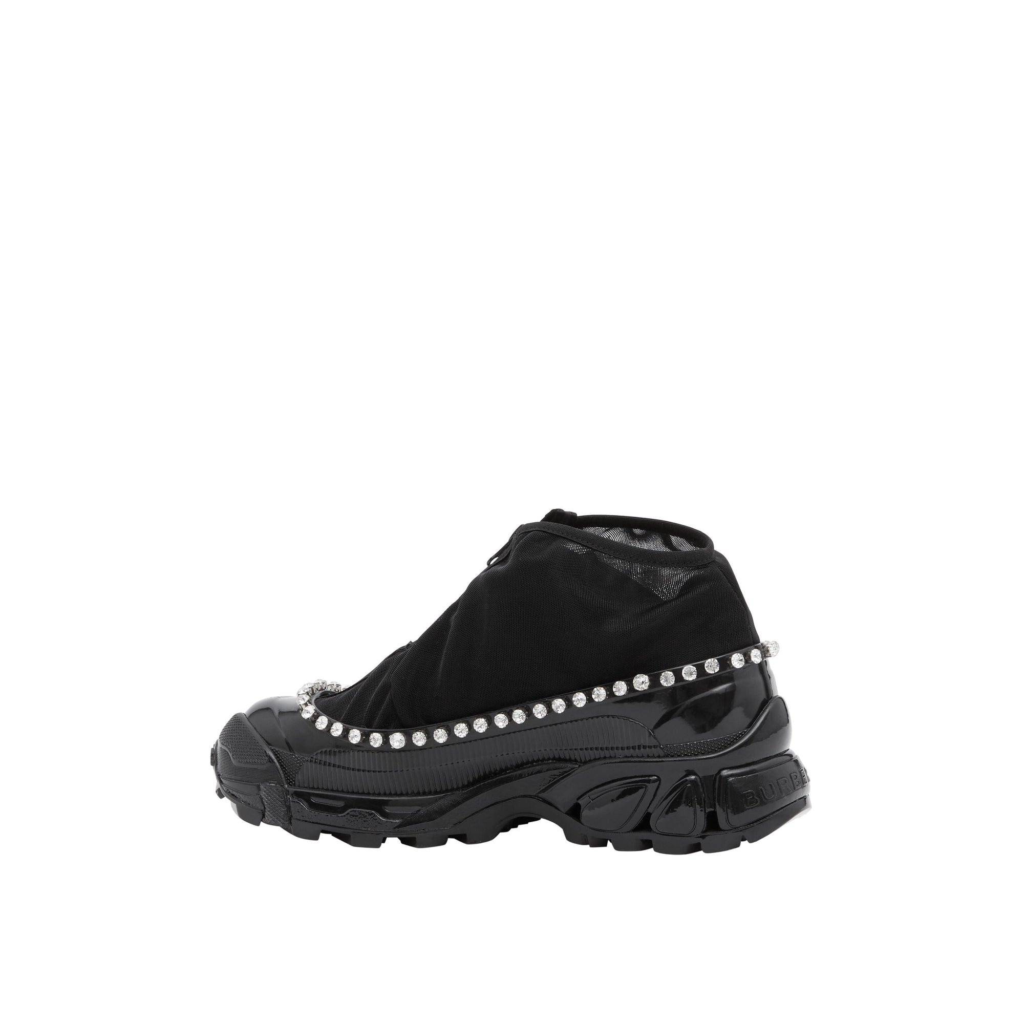 Sneakers Arthur en mesh nylon et cuir velours avec cristaux - Black