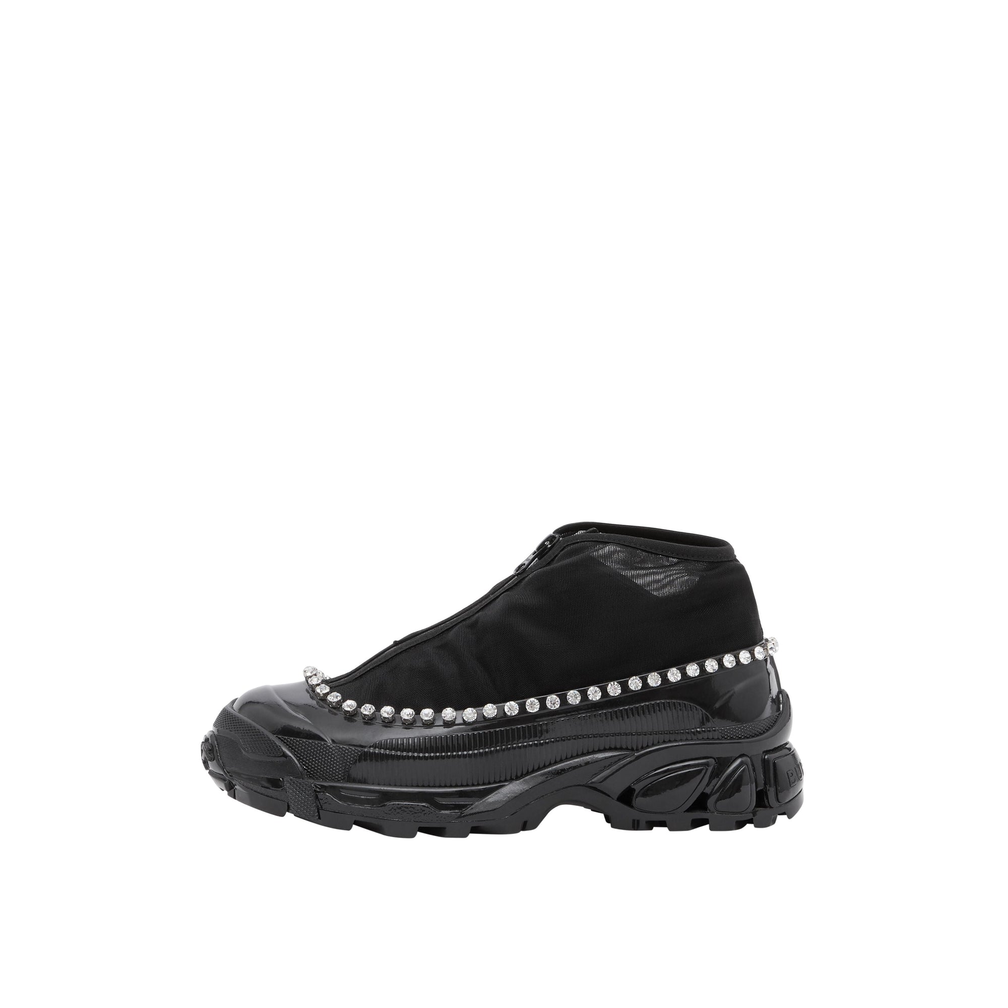 Sneakers Arthur en mesh nylon et cuir velours avec cristaux - Black