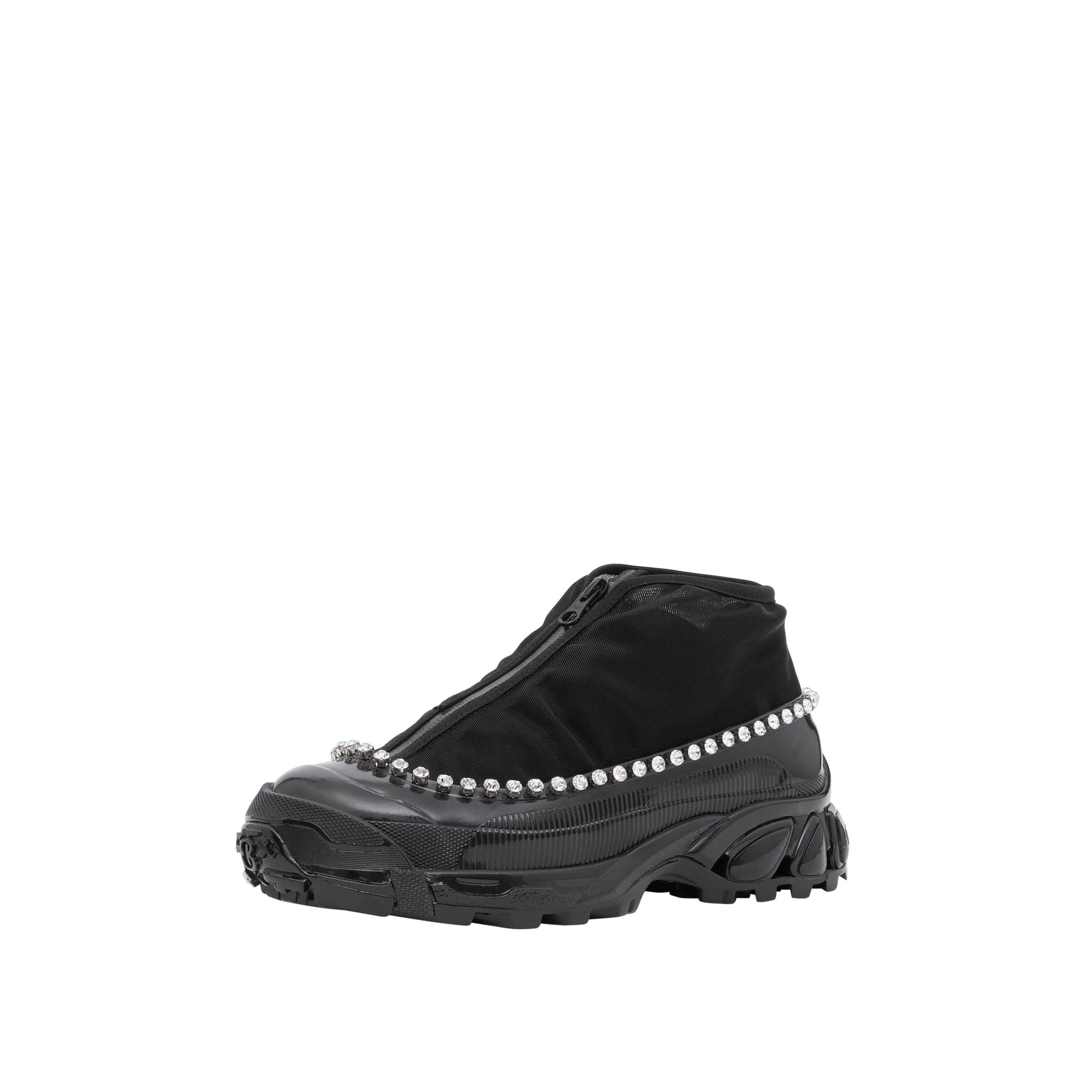 Sneakers Arthur en mesh nylon et cuir velours avec cristaux - Black