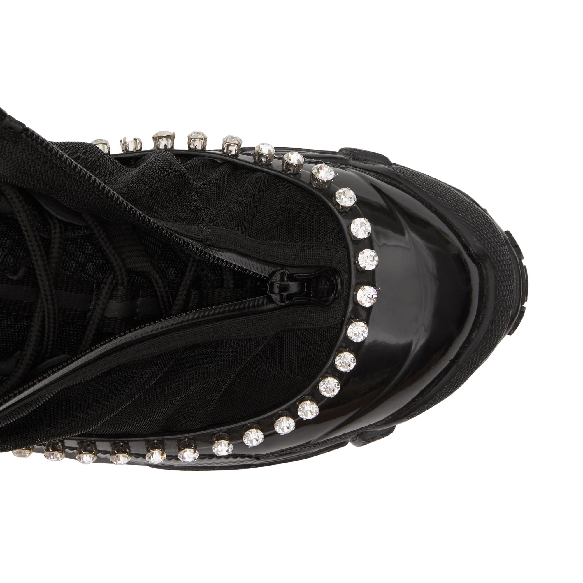 Sneakers Arthur en mesh nylon et cuir velours avec cristaux - Black