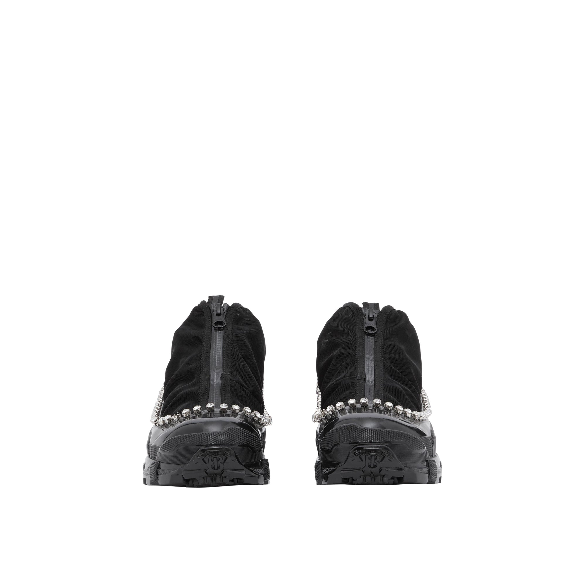 Sneakers Arthur en mesh nylon et cuir velours avec cristaux - Black
