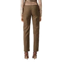 Pantalon de costume motif pied-depoules en laine - Fawn