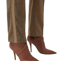 Pantalon de costume motif pied-depoules en laine - Fawn