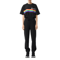 T-shirt oversize en coton avec bande arc-en-ciel - Black