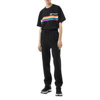 T-shirt oversize en coton avec bande arc-en-ciel - Black