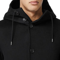 Manteau à capuche en cachemire double face - Black