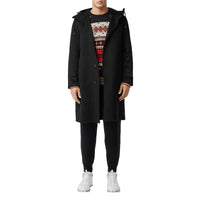 Manteau à capuche en cachemire double face - Black