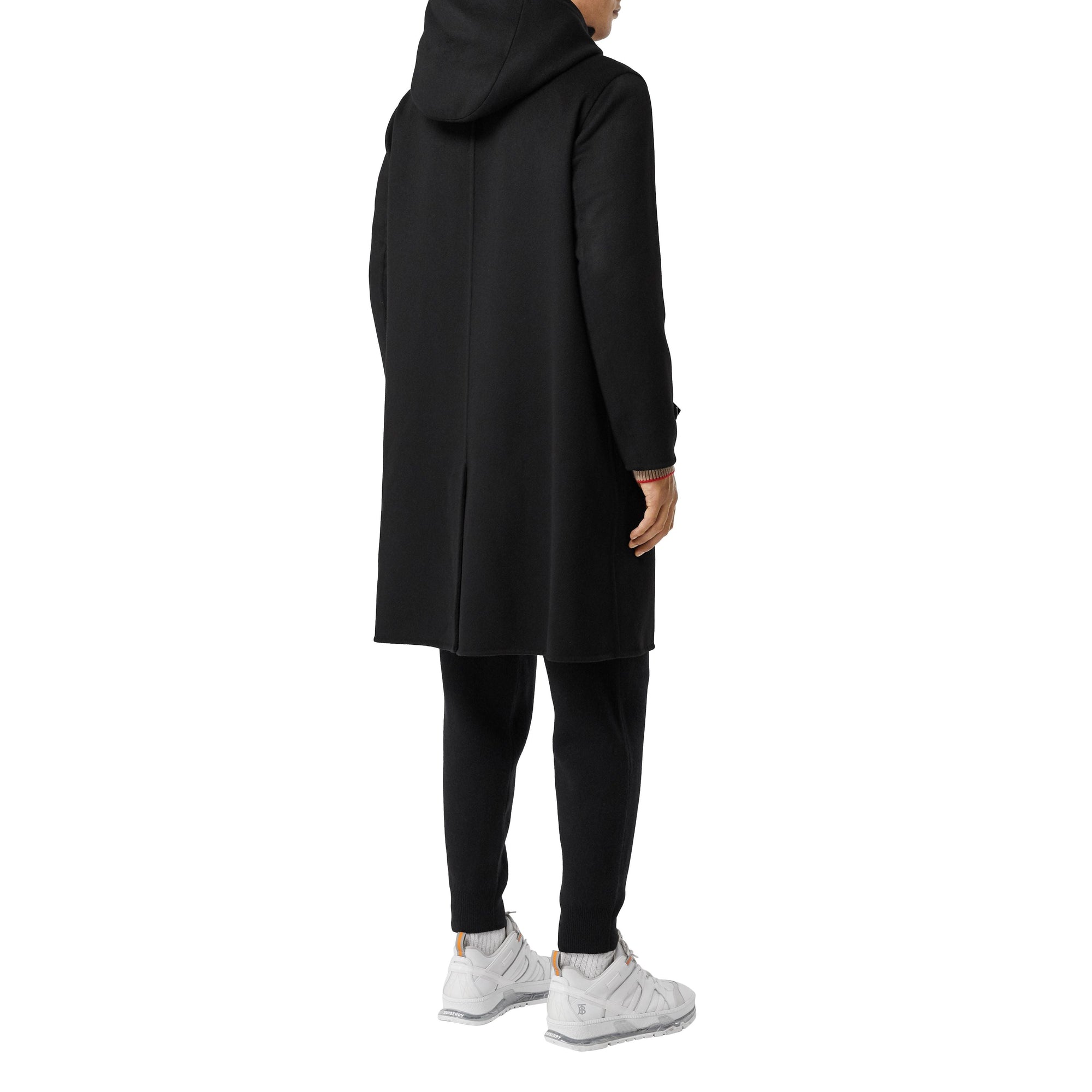 Manteau à capuche en cachemire double face - Black