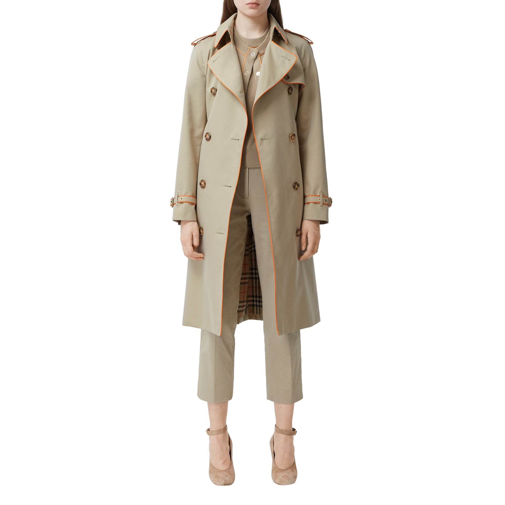 Trench en gabardine de coton passepoilé - Honey