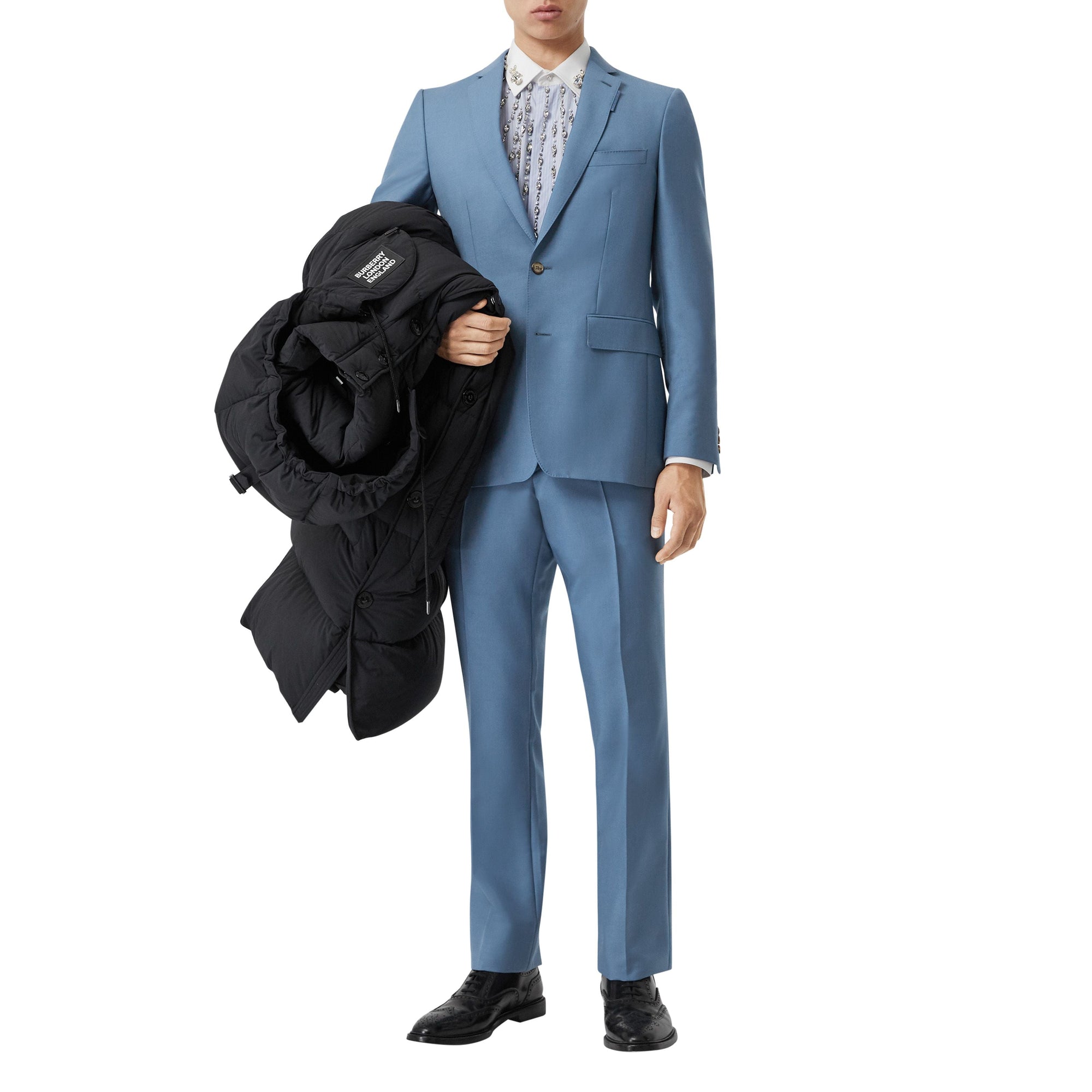 Veste de costume en laine et mohair - Steel Blue