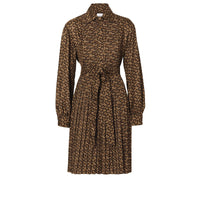 Robe chemise en jersey plissée ceinturée Monogram - Bridle Brown