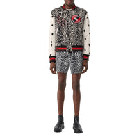 Bomber en jacquard de laine à motif léopard - Black