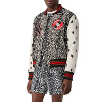 Bomber en jacquard de laine à motif léopard - Black