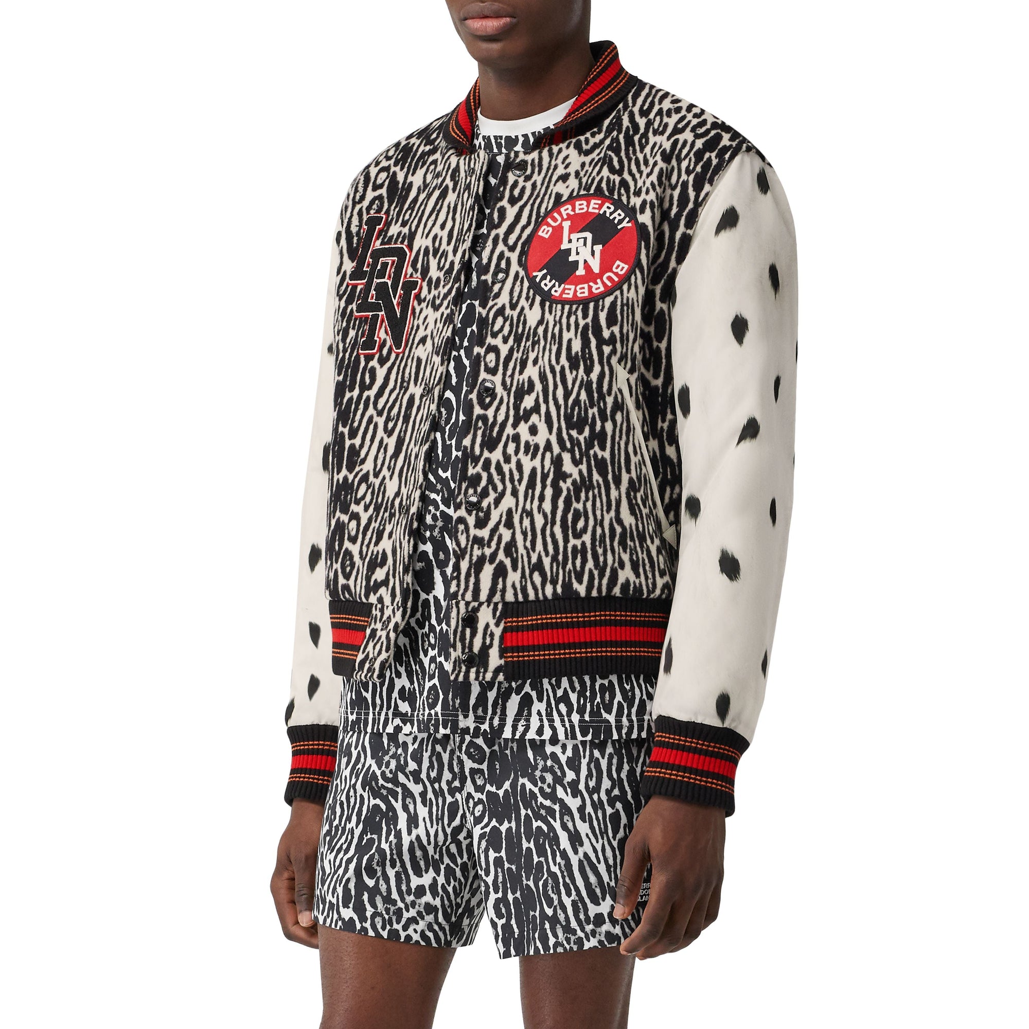Bomber en jacquard de laine à motif léopard - Black