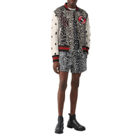 Bomber en jacquard de laine à motif léopard - Black
