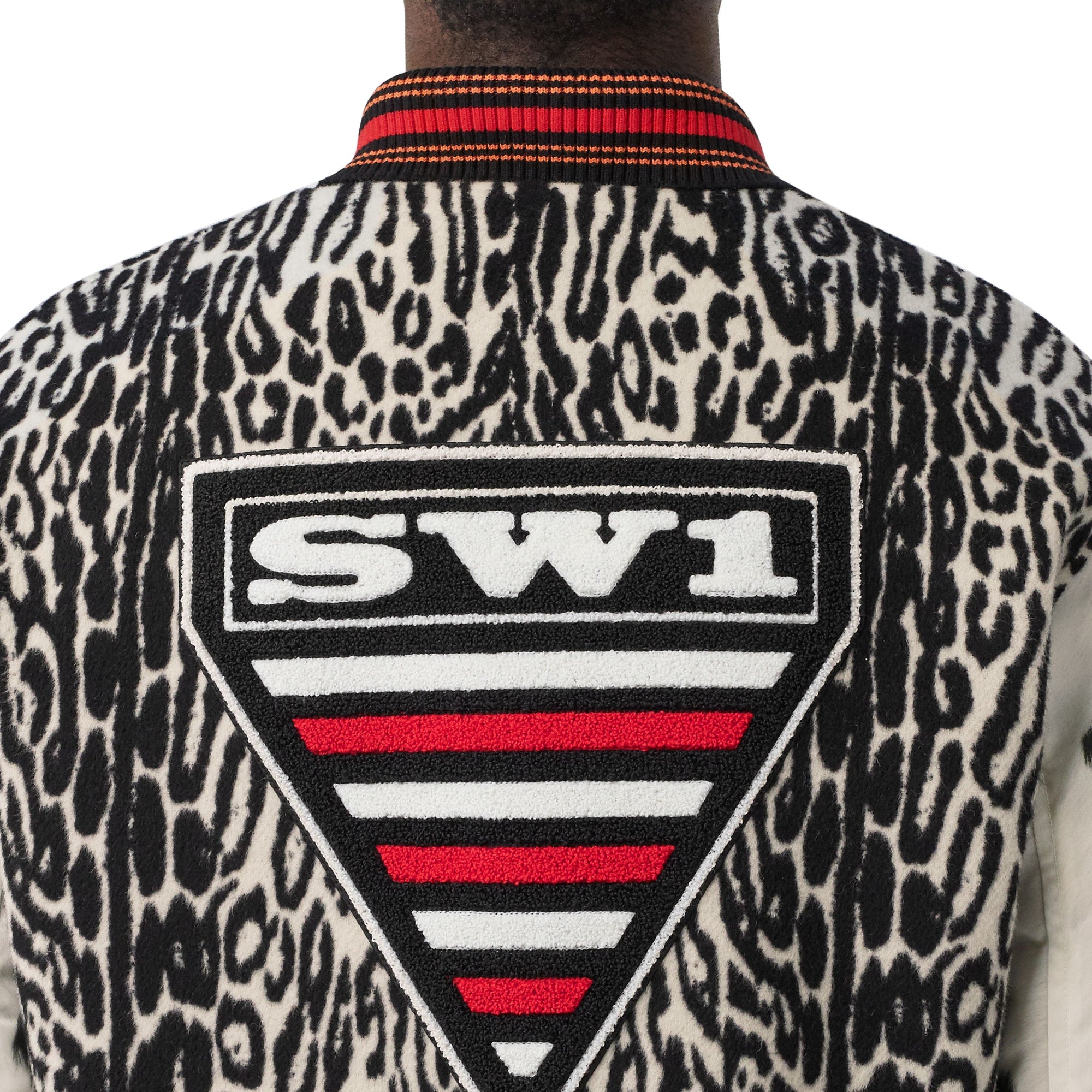 Bomber en jacquard de laine à motif léopard - Black