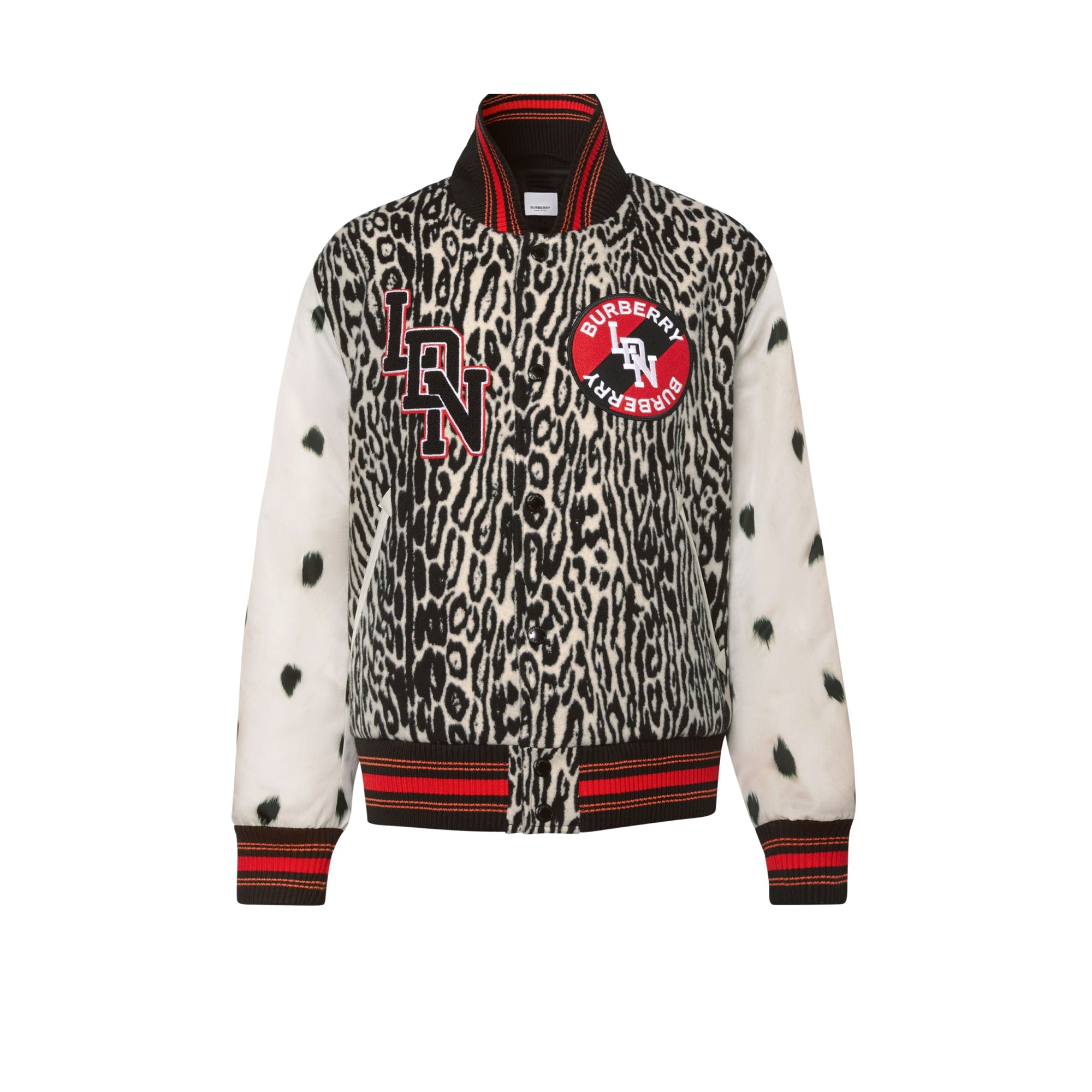 Bomber en jacquard de laine à motif léopard - Black