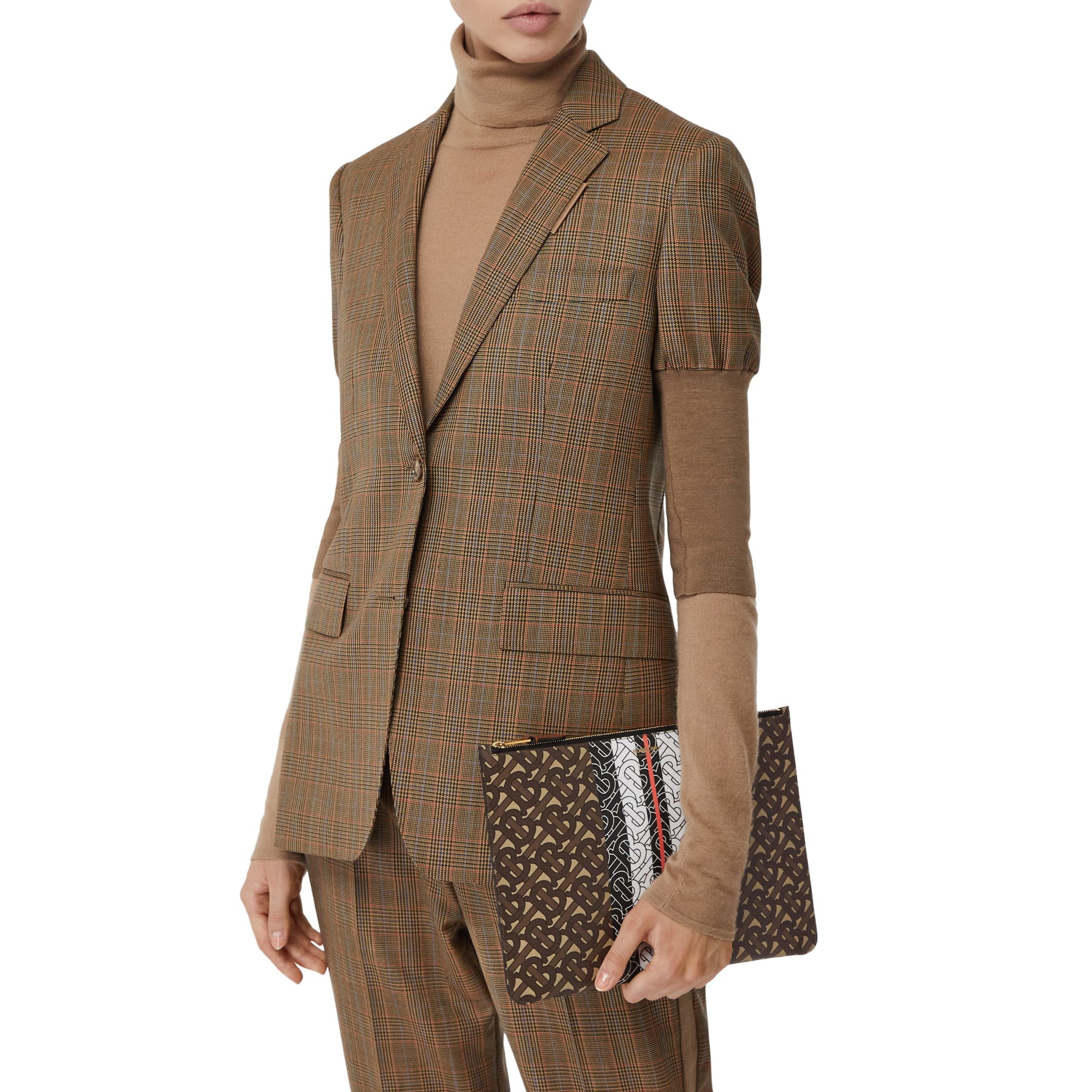 Pochette en toile écologique rayée Monogram - Bridle Brown