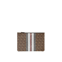 Pochette en toile écologique rayée Monogram - Bridle Brown
