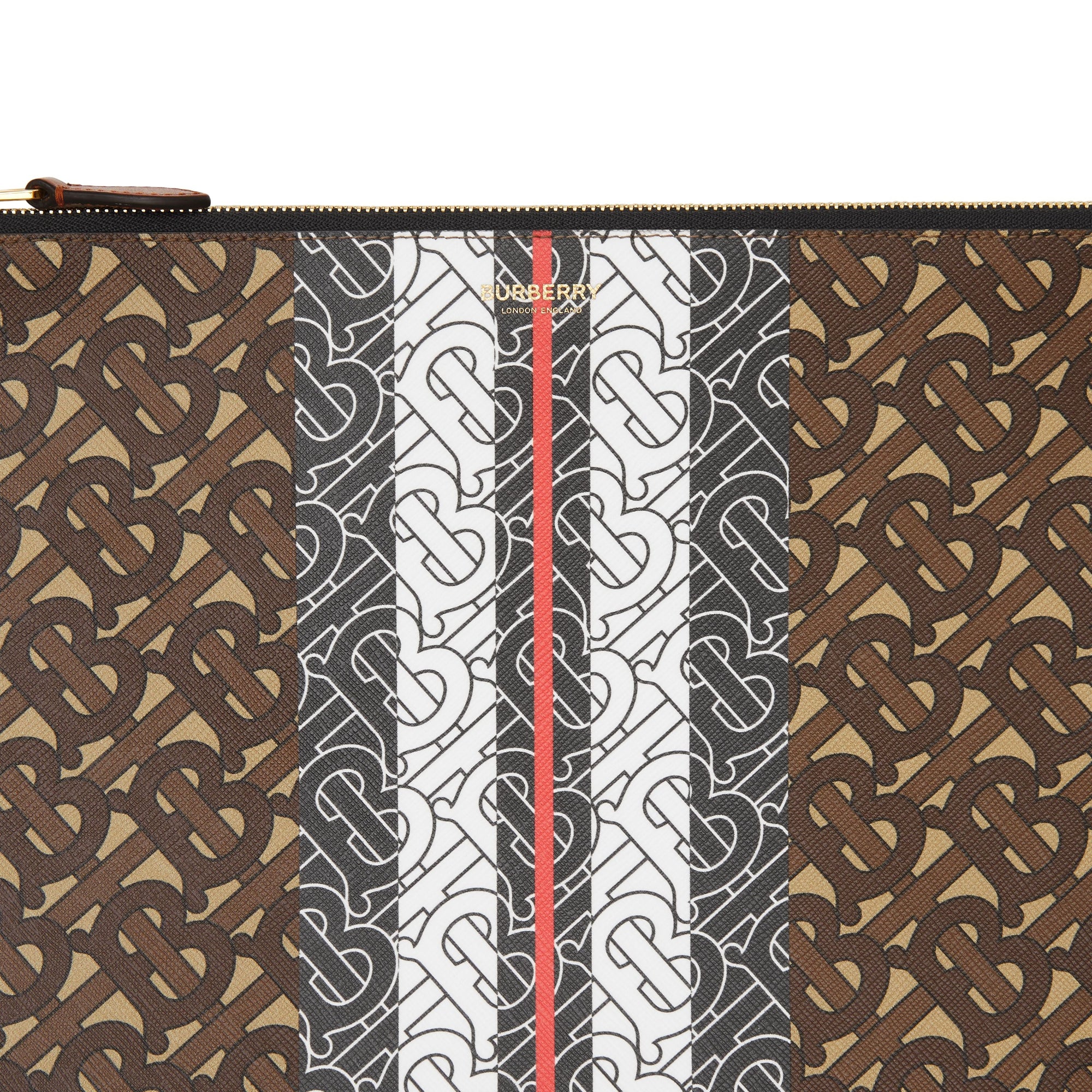 Pochette en toile écologique rayée Monogram - Bridle Brown