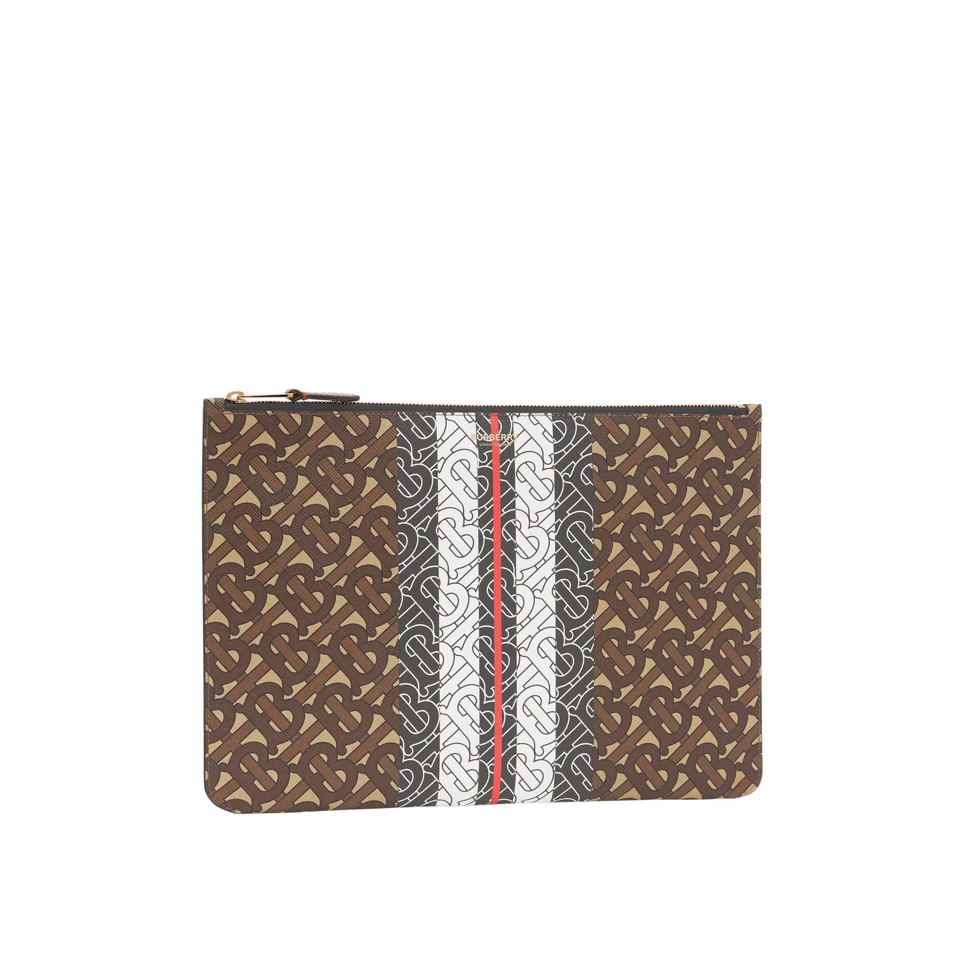 Pochette en toile écologique rayée Monogram - Bridle Brown
